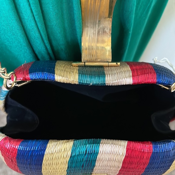 Bamboo Wicker Mini Clutch Shoulder Bag - Picture 4 of 8